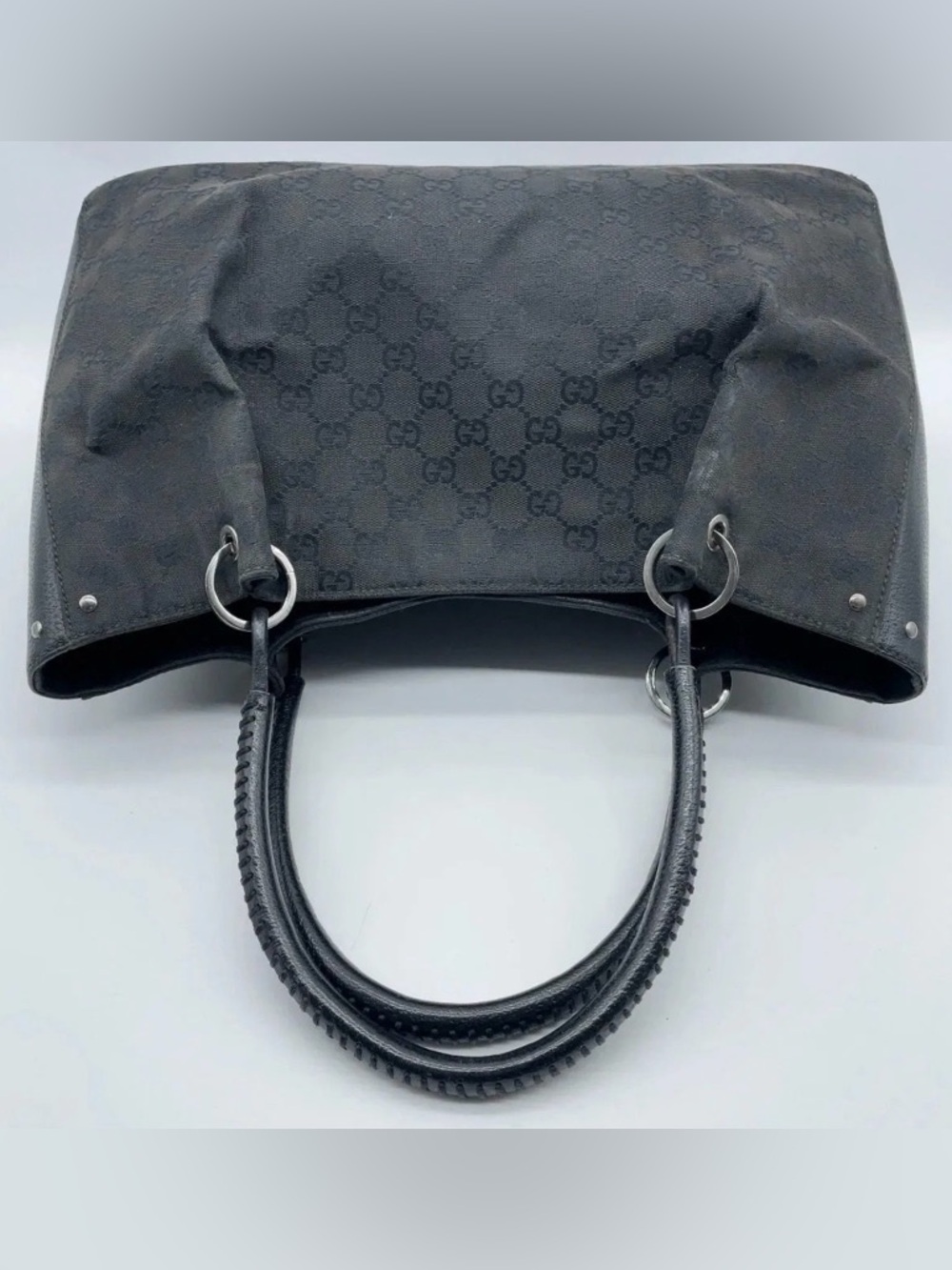 Authentic Gucci GG Canvas Leather
Black Hand Bag - Picture 3 of 10